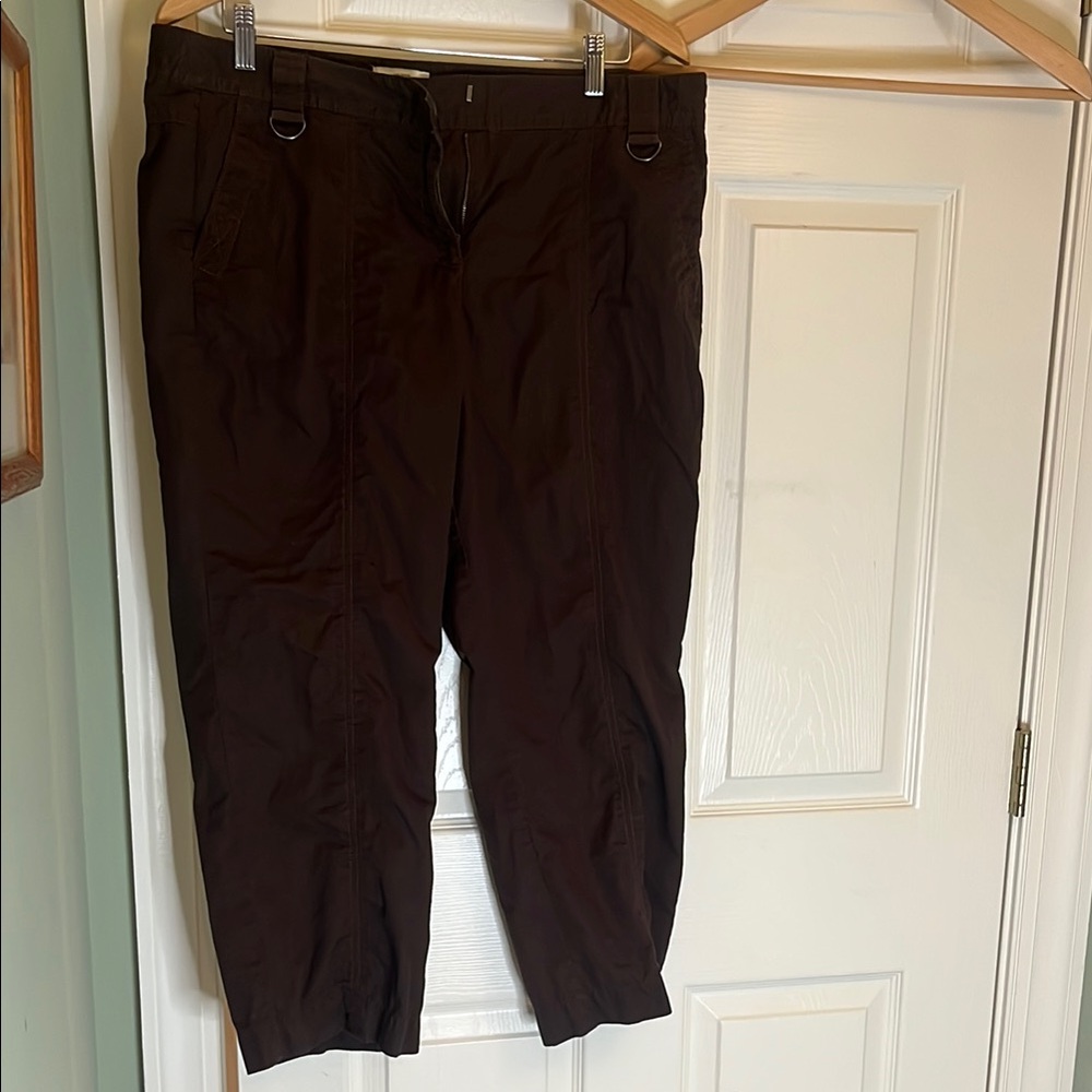 LOFT Brown Ankle Cropped Pants Relaxed Fit